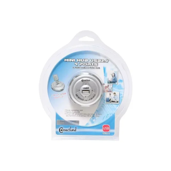 Syba Cl-U2Rdhub-4 Usb 2.0 Round Mini Hub With 4 Ports (Silver)