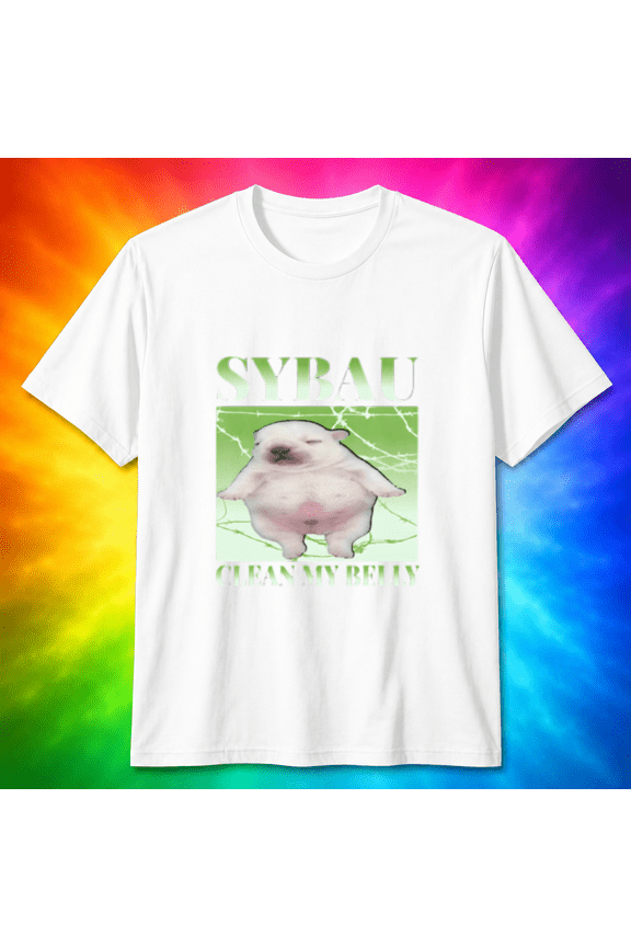 Sybau Clean My Belly Puppy Meme T-Shirt Funny Dog Lover Gift T-shirt, for men & women, S-5XL