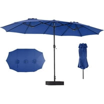 Sybels 15ft Large Rectangle Patio Umbrella with Base, Outdoor Sun Shade for Deck, Backyard, Market, Blue