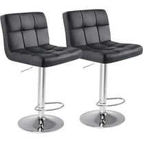 Sybels 2-Pack Adjustable Swivel Bar Stools, Armless PU Leather Counter Height Stools with Back，Black