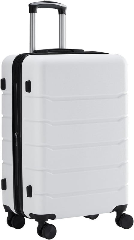 Sybels 28 Inch Carry On Luggage, Hard Shell Expandable Suitcase with TSA Lock and Double Spinner Wheels, White
