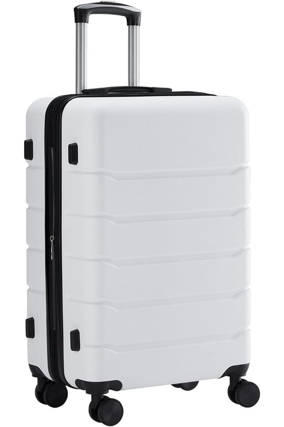 28 Inch Carry On Luggage, Hard Shell Expandable Suitcase with TSA Lock and Double Spinner Wheels, White