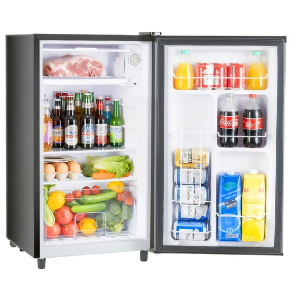 Sybels 3.2 Cu.Ft Mini Fridge with Freezer, Compact Single Door, Adjustable Thermostat & Low Noise, Perfect for Bedroom, Dorm, Office, Black