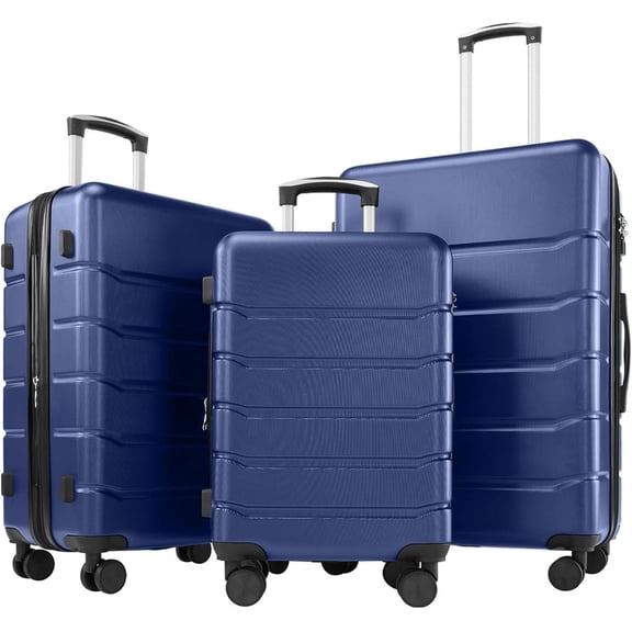 Sybels 3-PCS Set (20/24/28 Inch) Inch Carry On Luggage, Hard Shell Expandable Suitcase with TSA Lock and Double Spinner Wheels, Blue