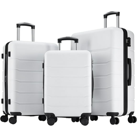 Sybels 3-PCS Set (20/24/28 Inch) Inch Carry On Luggage, Hard Shell Expandable Suitcase with TSA Lock and Double Spinner Wheels, White