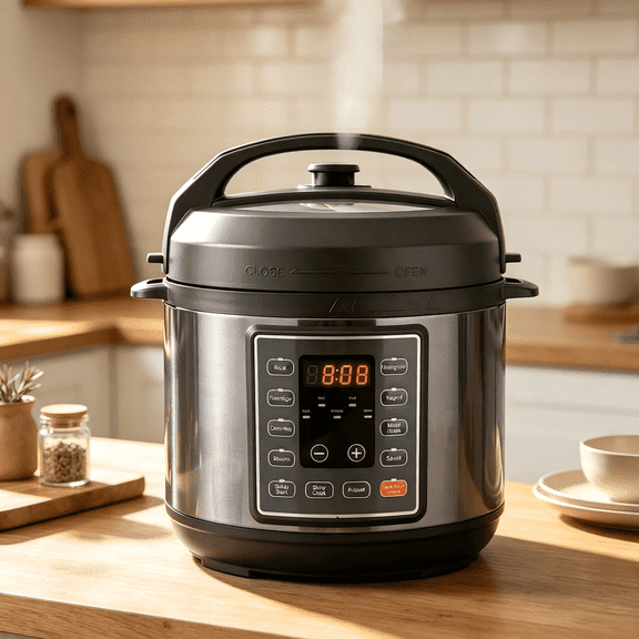 Sybels 3QT 10-in-1 Electric Pressure Cooker – Smart Programmable, Space-Saving Design, Includes Stainless Steel & Ceramic Pots, Black