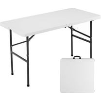 Sybels 4ft Plastic Folding Table, Heavy Duty Portable Desk with Carrying Handle for Camping Picnic Party, Indoor & Outdoor Use