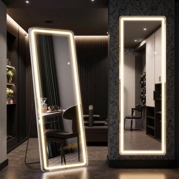 Sybels 71" Arched Full-Length LED Mirror, Adjustable 3-Color Lighting, Freestanding/Wall-Mounted Floor Mirror for Bedroom & Dressing Room
