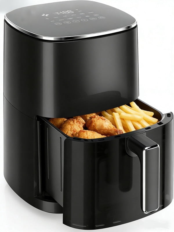Sybels Air Fryer with Viewing Window, 6-Quart 12-in-1 Multi-Function Appliance for Air Frying, Roasting, Baking & Dehydrating, Black
