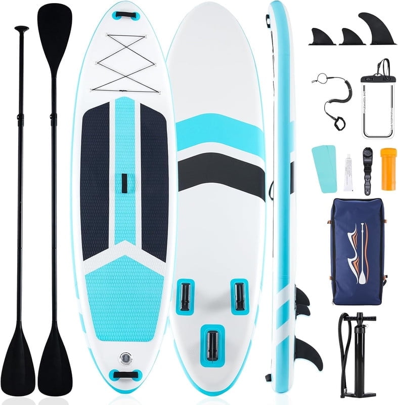 Sybels Complete Inflatable Stand Up Paddle Board Kit, Wide & Stable Design, Anti-Slip Deck, Adjustable Paddle, Ideal for Beginners to Advanced, Blue