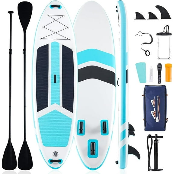 Sybels Complete Inflatable Stand Up Paddle Board Kit, Wide & Stable Design, Anti-Slip Deck, Adjustable Paddle, Ideal for Beginners to Advanced, Blue