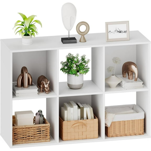 Sybels Cube Storage Shelf, 6-Cube Bookshelf with Removable Dividers，a Versatile Organizer , suitable for living rooms, home offices, and bedrooms, White