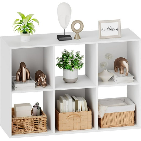 Sybels Cube Storage Shelf, 6-Cube Bookshelf with Removable Dividers,a Versatile Organizer , suitable for living rooms, home offices, and bedrooms, White