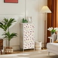 thumbnail image 1 of Sybels Dresser with 4 Drawers, Retro Floral Pattern Fabric Bins with Wooden Top for Bedroom, Closet, Entryway Hall, White, 1 of 7