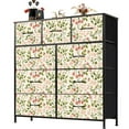 thumbnail image 1 of Sybels Dresser with 9 Drawers, Retro Floral Pattern Fabric Bins with Wooden Top for Bedroom, Closet, Entryway Hall, Black, 1 of 8