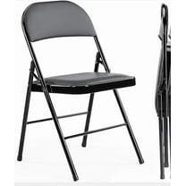 Sybels Folding Chairs Padded 2 Pack - Metal Indoor Outdoor Portable Foldable Chair for Party, Kitchen,Black