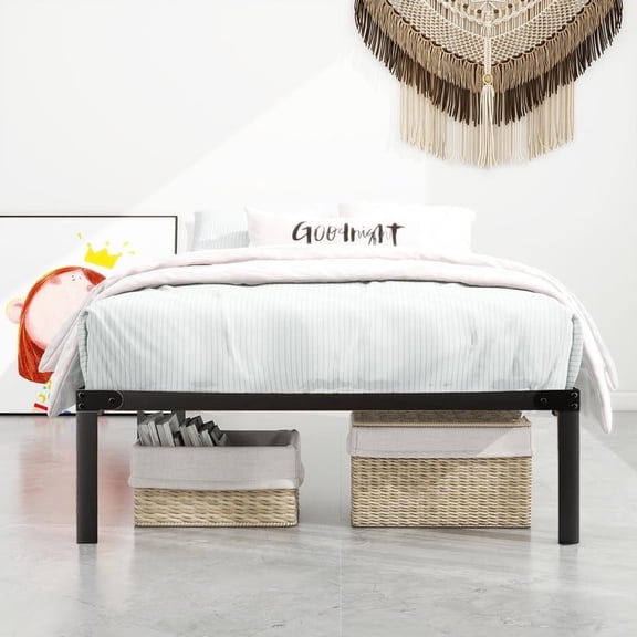 Sybels Full Size High Platform Bed Frame with Under Bed Storage Space