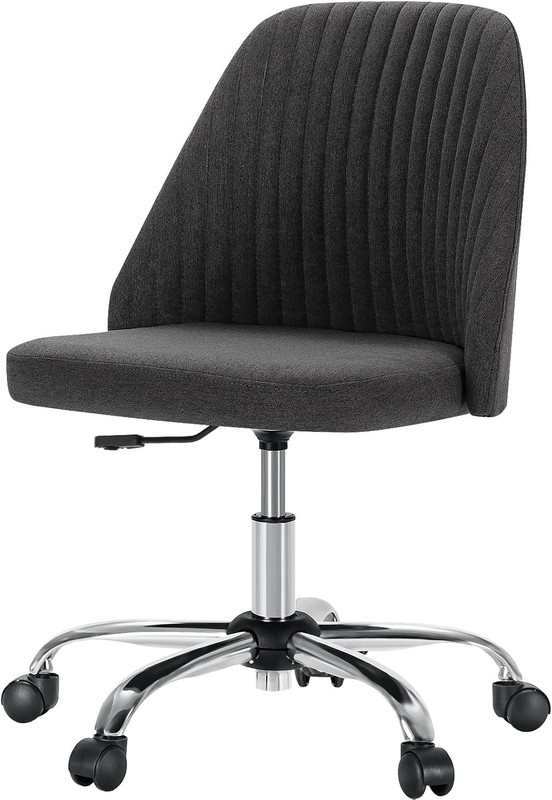 Sybels Modern Office Chair: Armless Swivel Desk Chair with Wheels, Adjustable Height Rolling Task Chair for Home,Dark Gray