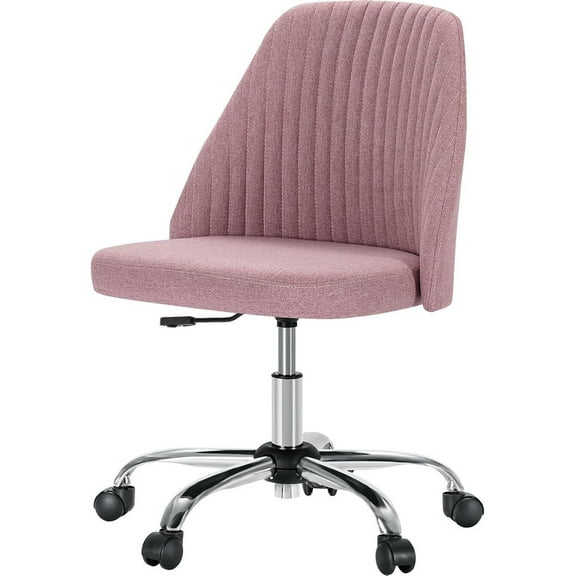 Sybels Modern Office Chair: Armless Swivel Desk Chair with Wheels, Adjustable Height Rolling Task Chair for Home, Dorm，Pink