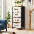 thumbnail image 1 of Sybels Playful Cartoon Print Storage Dresser , 4-Drawer Fabric Tower with Steel Frame & Wood Top, Whimsical Design for Playroom, Bedrooms, Hallways, Brown, 1 of 7