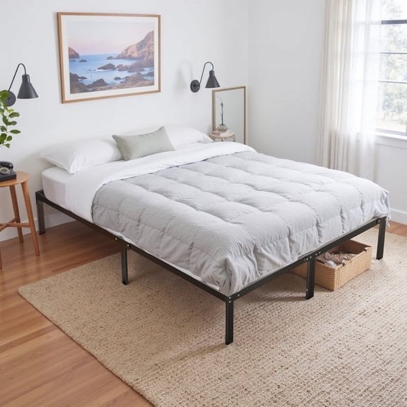 Sybels Queen Size High Platform Bed Frame with Under Bed Storage Space ...