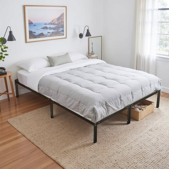 Sybels Queen Size High Platform Bed Frame with Under Bed Storage Space