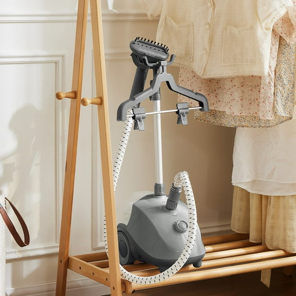 Sybels Standing Garment Steamer – 1500W Strong Power, Wheels for Convenient Mobility, 1.7L Tank Supports 55 Mins Non-Stop Steaming, Professional 45-Second Fast Heat Wrinkle Eraser, Grey
