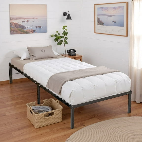 Sybels Twin Size High Platform Bed Frame with Under Bed Storage Space