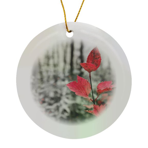 3drose, Sycamore Branch in Forest Setting., Circle Porcelain Ornament
