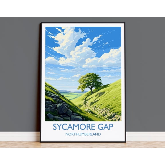Sycamore Gap Travel Print, Travel Poster of Sycamore Gap, Northumberland, England, Sycamore Gap Gift, Wall Art Print, 16x24 UNFRAMED