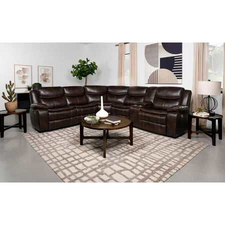 Sycamore Upholstered Power Reclining Sectional Sofa Dark Brown