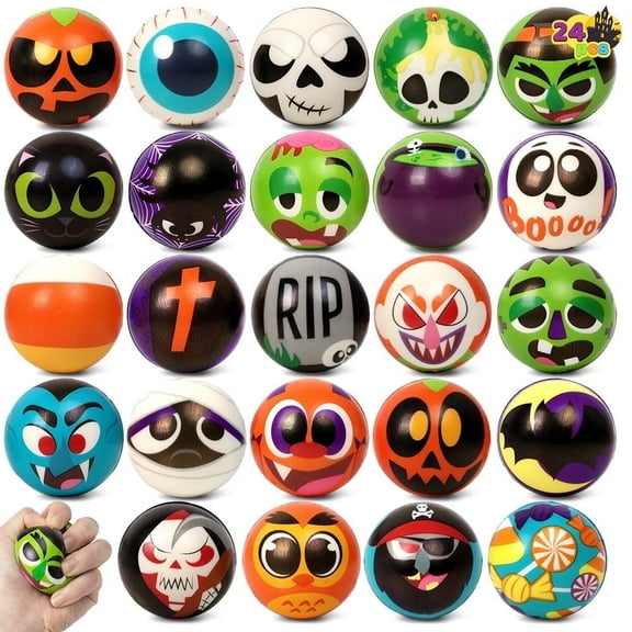 Joyfy 24 Pcs Halloween Stress Balls for Kids, Fidget Toys for Halloween Party Favor, Squishy Toys, Classroom Prizes Gift, Trick or Treat Gift, Goody Bags Stuffers