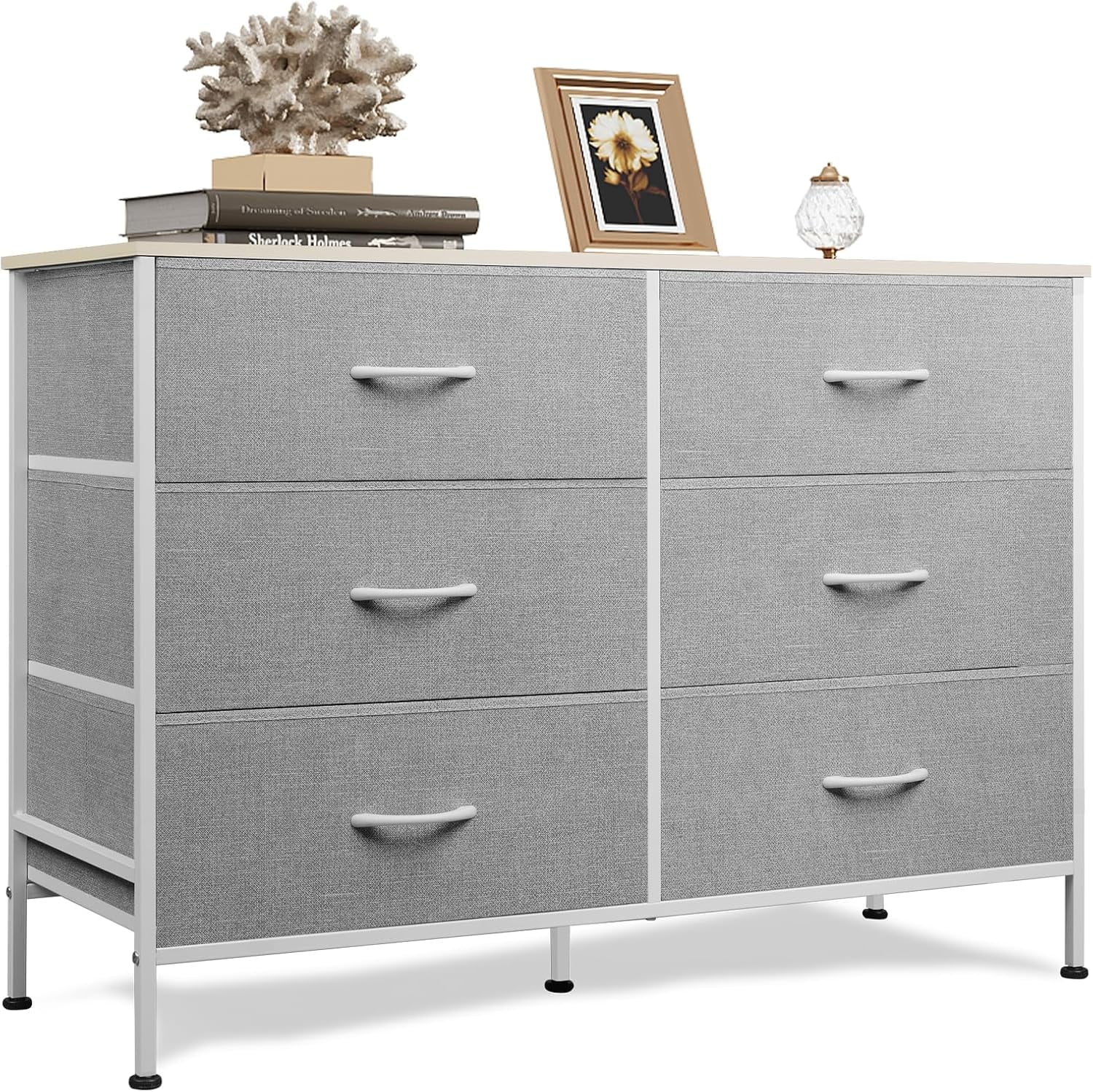 Sycol Sycol 6 Drawer Dresser for Bedroom, Wide Fabric Dresser TV Stand for 50 ...