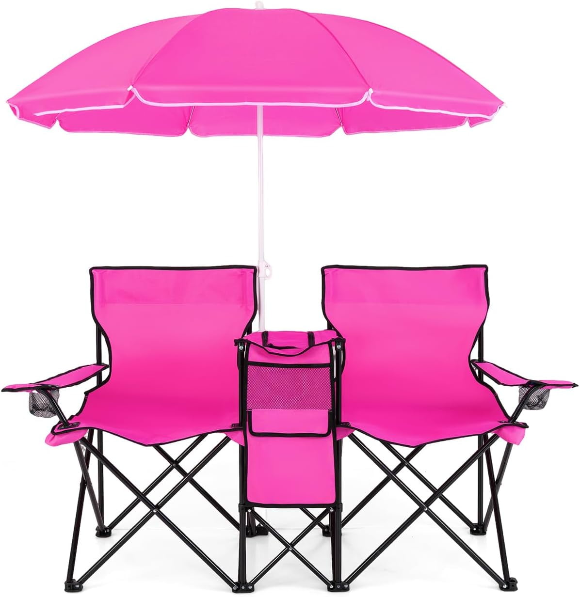 Sycol Folding Double Camp Chair W Removable Umbrella Portable Picnic sycol-folding-double-camp-chair-w-removable-umbrella-portable-picnic