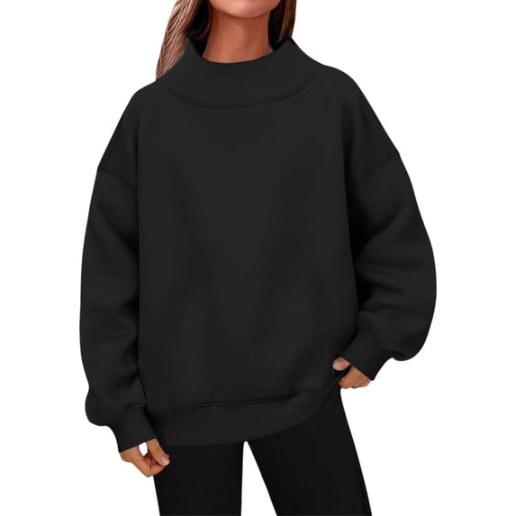 Sycwsmn Womens Football Sequin Rugby Sweatshirt Long Sleeve Crewneck Fleece Pullover Tops Black L