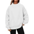 thumbnail image 1 of Sycwsmn Womens Football Sequin Rugby Sweatshirt Long Sleeve Crewneck Fleece Pullover Tops White S, 1 of 4