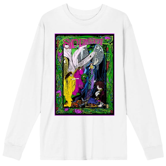 Syd Barrett Fairy Blessing Crew Neck Long Sleeve Men's White Tee-Medium