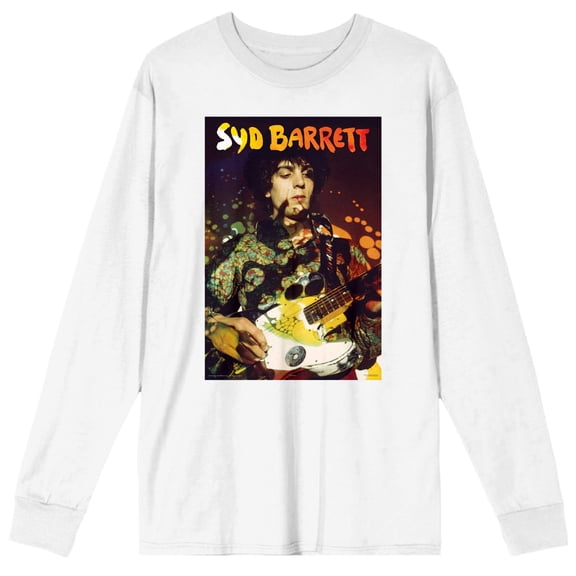 Syd Barrett Retro Gradient Art Crew Neck Long Sleeve Men's White Tee
-Medium