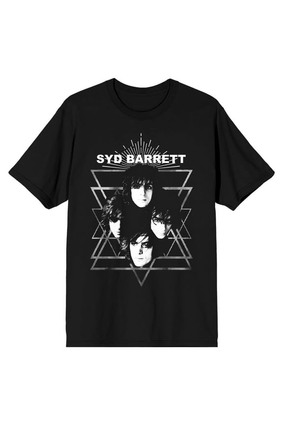 Syd Barrett Triangle Faces Crew Neck Short Sleeve Men's Black T-shirt
-XXL