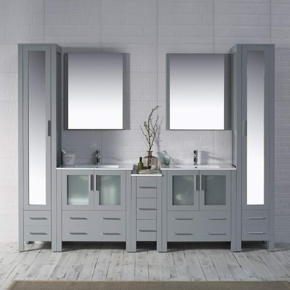 Sydney 102" w/ Mirror Linen Cabinet (Metal Grey)