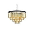 thumbnail image 1 of Sydney 17 light Matte Black Chandelier Golden Teak (Smoky) Royal Cut Crystal, 1 of 7