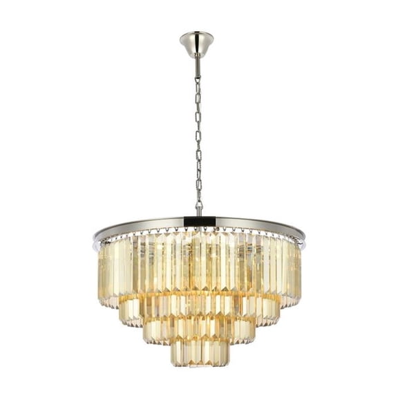 Sydney 17 light Polished nickel Chandelier Golden Teak (Smoky) Royal Cut Crystal