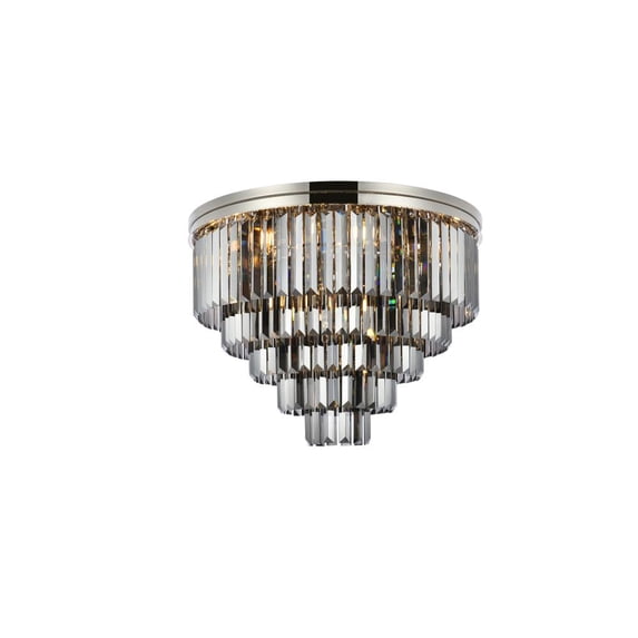 Sydney 17 light Polished nickel Flush Mount Silver Shade (Grey) Royal Cut Crystal