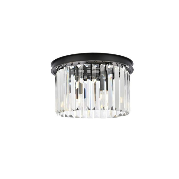 Sydney 3 light Matte Black Flush Mount Clear Royal Cut Crystal