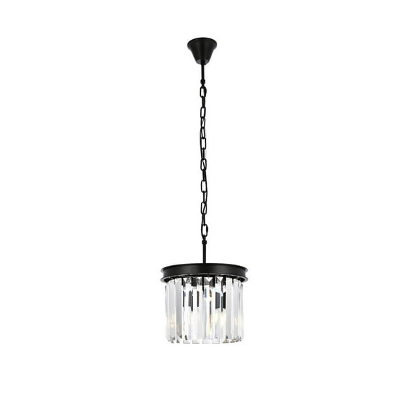 Sydney 3 light Matte Black Pendant Clear Royal Cut Crystal