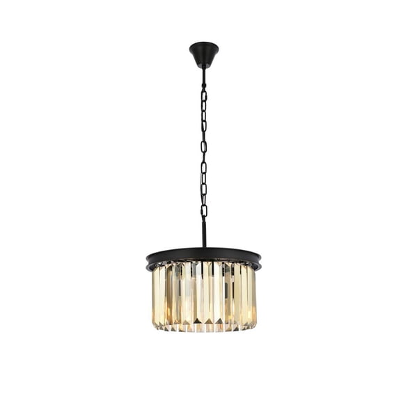 Sydney 3 light Matte Black Pendant Golden Teak (Smoky) Royal Cut Crystal