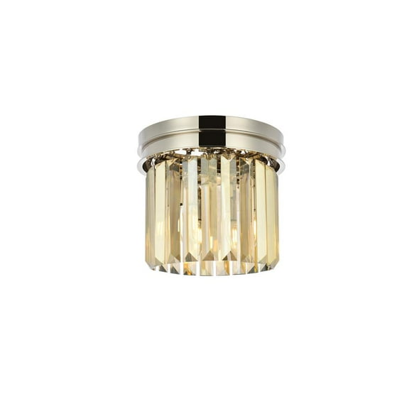 Sydney 3 light Polished nickel Flush Mount Golden Teak (Smoky) Royal Cut Crystal