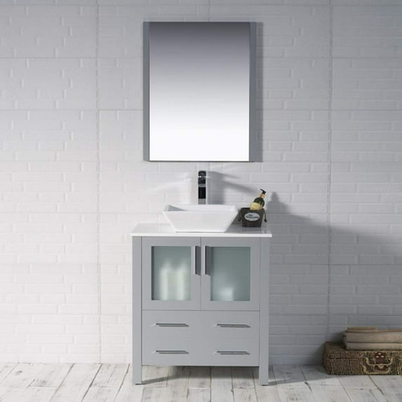 Sydney 30" w/ Vessel Sink and Mirror (Metal Grey)