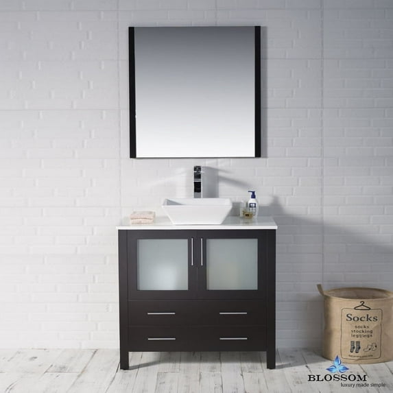 Sydney 36" w/ Vessel Sink and Mirror (Espresso)