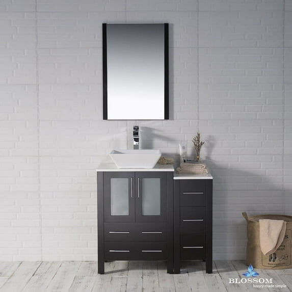 Sydney 36" w/ Vessel Sink and Side Cabinet (Espresso)